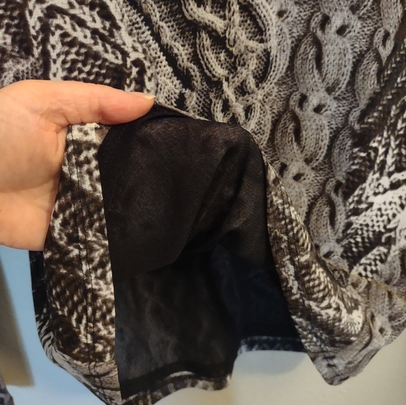 Vivienne Tam Mesh Long Sleeve Top Trompe L'Oeil Cable Knit Print Lined - Picture 14 of 15